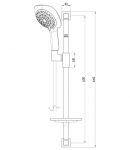 LM8068C - Аксессуары Комплект: стойка душевая 625мм с лейкой 6-ф., мыльницей и шлангом 1,5м, хром, блистер